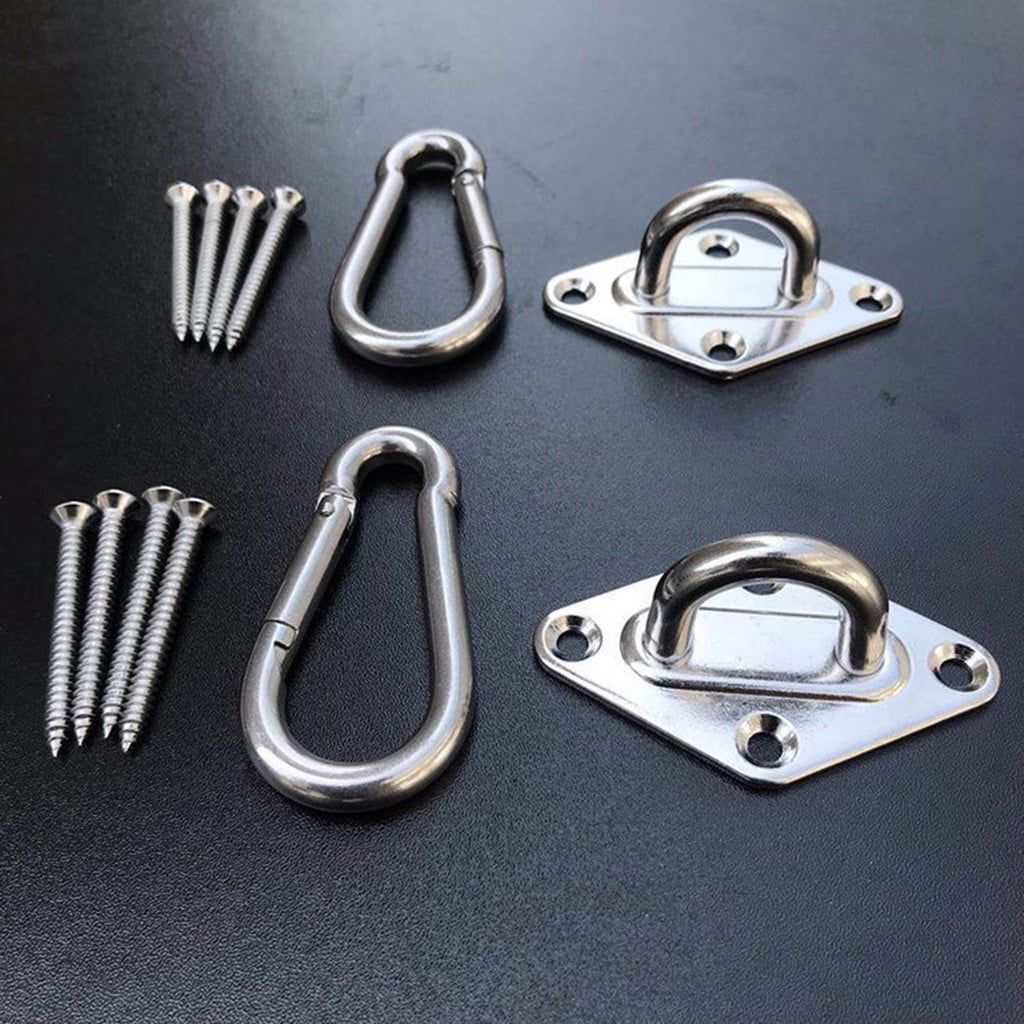 Xiying Stainless Steel Hammock Hanging Kit 2 Rhombus Pads & 2 Spring Snap Hooks Includes 8 Screws For Bracket Durable 304 Stainless Steel Pack Of 1 ,Multicolor 10X10X5Cm