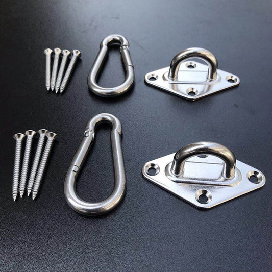 Xiying Stainless Steel Hammock Hanging Kit 2 Rhombus Pads & 2 Spring Snap Hooks Includes 8 Screws For Bracket Durable 304 Stainless Steel Pack Of 1 ,Multicolor 10X10X5Cm