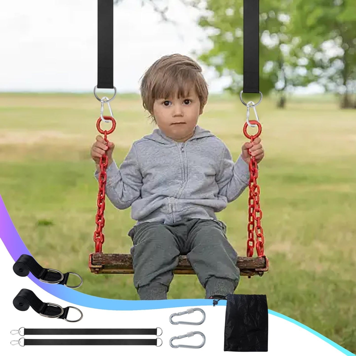 YanYan Outdoor Camping Strap Set, High Strength Polyester Hammock Straps, Adjustable Metal Rings, Easy Setup, Wide & Stable Design, Versatile for Backyard, Hiking, Compact & Portable, 2 Straps