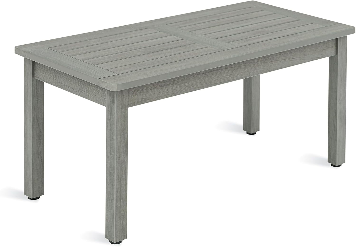 ZMMOO Outdoor Coffee Table Rectangle, HDPS Patio Coffee Tables for Outside, All Weather Patio Coffee Table with Slatted Tabletop for Deck, Garden, Balcony, Indoor or Outdoor Use, Light Gray