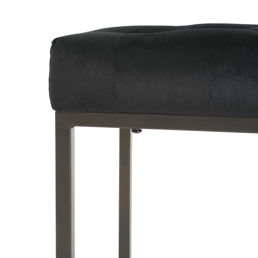 Upholstered Button Tufted Bench,Black and Bronze
