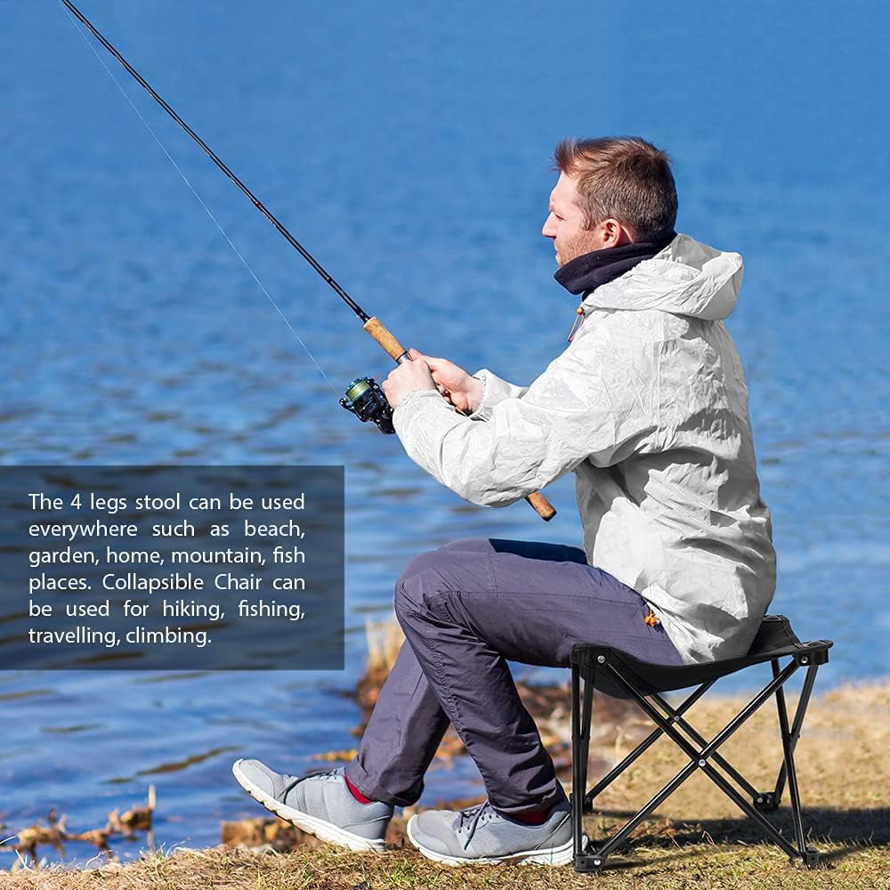 Portable Folding Camping Stool Outdoor Camping Lightweight Samll Chair for Fishing Hiking Gardening and Beach with Carry Bag,9.8in