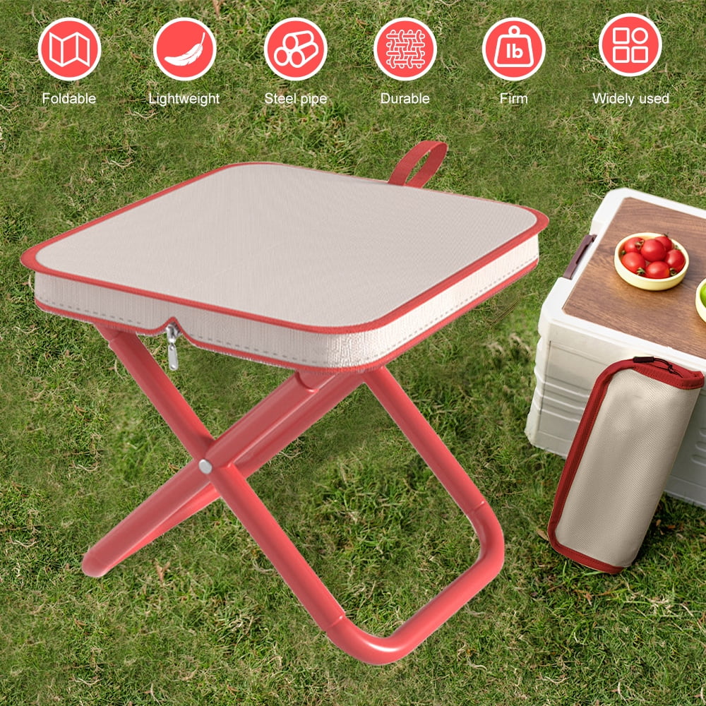 Welan Folding Camping Stool,Handbag Style Portable Folding Stool,Pencil Case Chair for Outdoor Fishing Hiking Backpacking Travelling（Red）