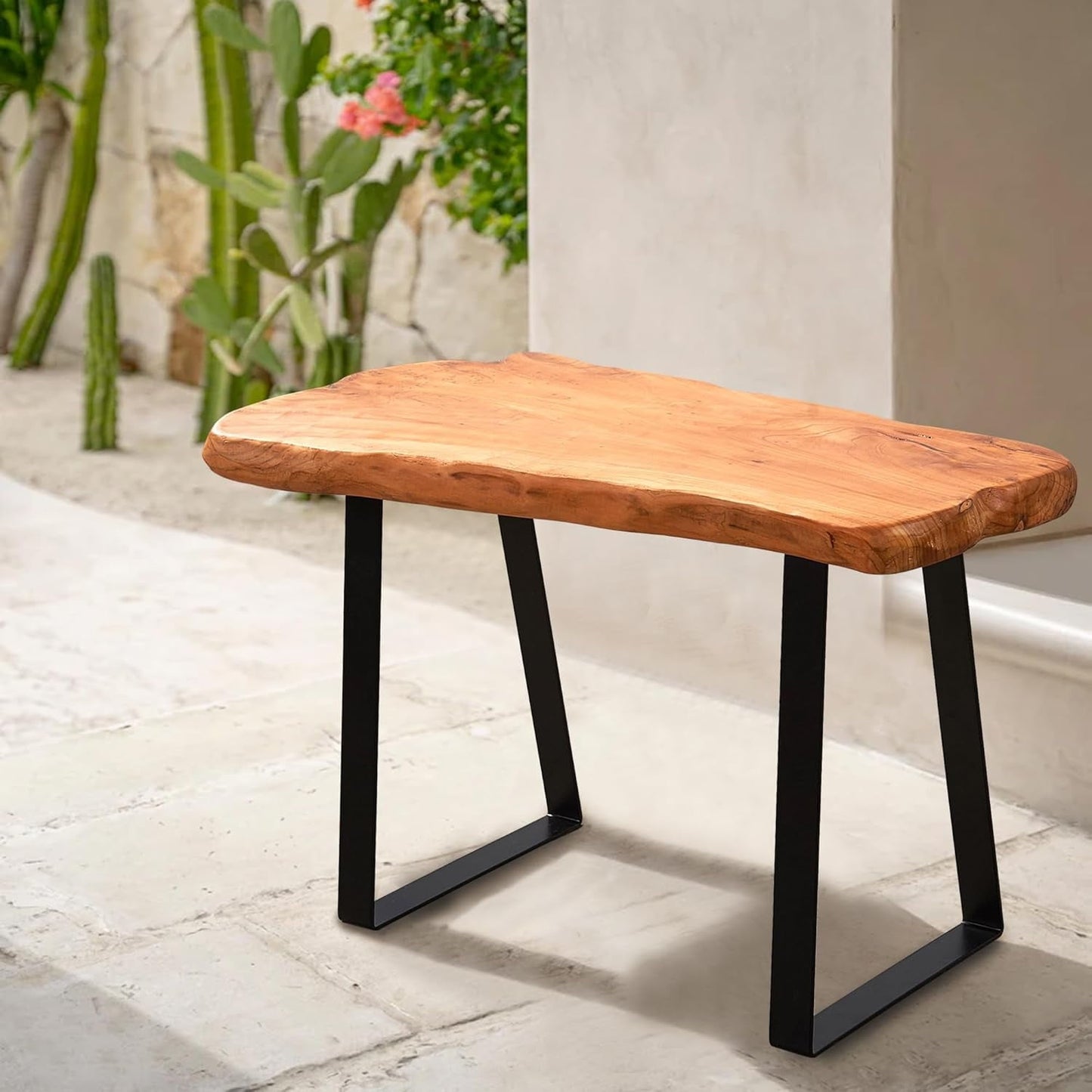 Natural Live Edge Cedar Wood Entryway  ，Rustic End Table Living Room Accent Solid Coffee Side Table Bedroom Vintage Outdoor Garden Stand Foot Stool