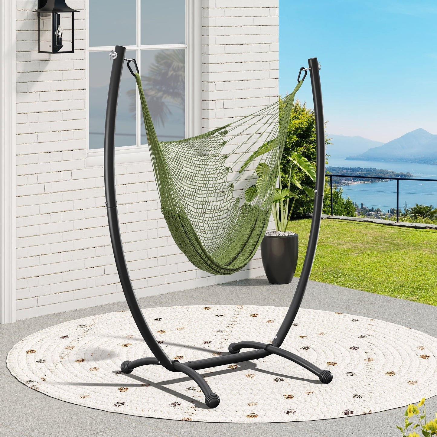 Uforic Hammock Patio Swing with Stand, Weatherproof and Comfortable Pillows, Crafted from Steel, Green