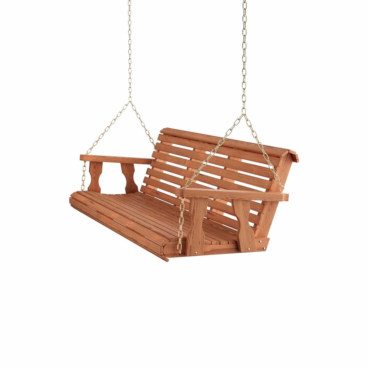 Amish Casual 6 Foot Roll Back Porch Swing with Cup Holders in Cedar Stain - Amish Made in The USA from Treated Pine Heavy Duty 700 Lb. Weight Capacity
