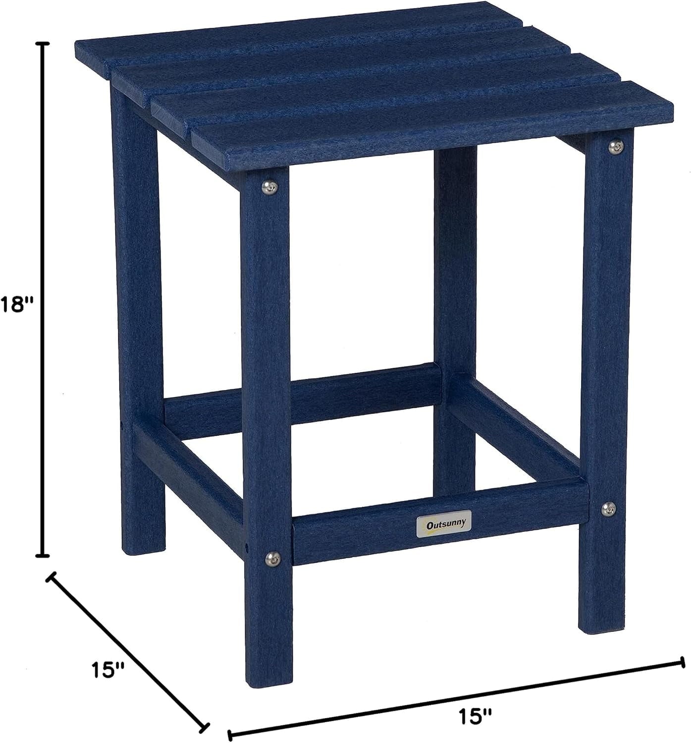THTGCD Patio Side Table, 15" Square Outdoor End Table, HDPE Plastic Tea Table for Chair, Backyard or Lawn, Blue