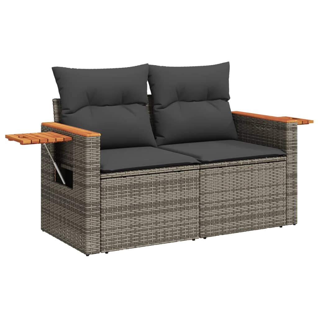 vidaXL Garden Sofa Set Grey PE rattan UV-resistant materials