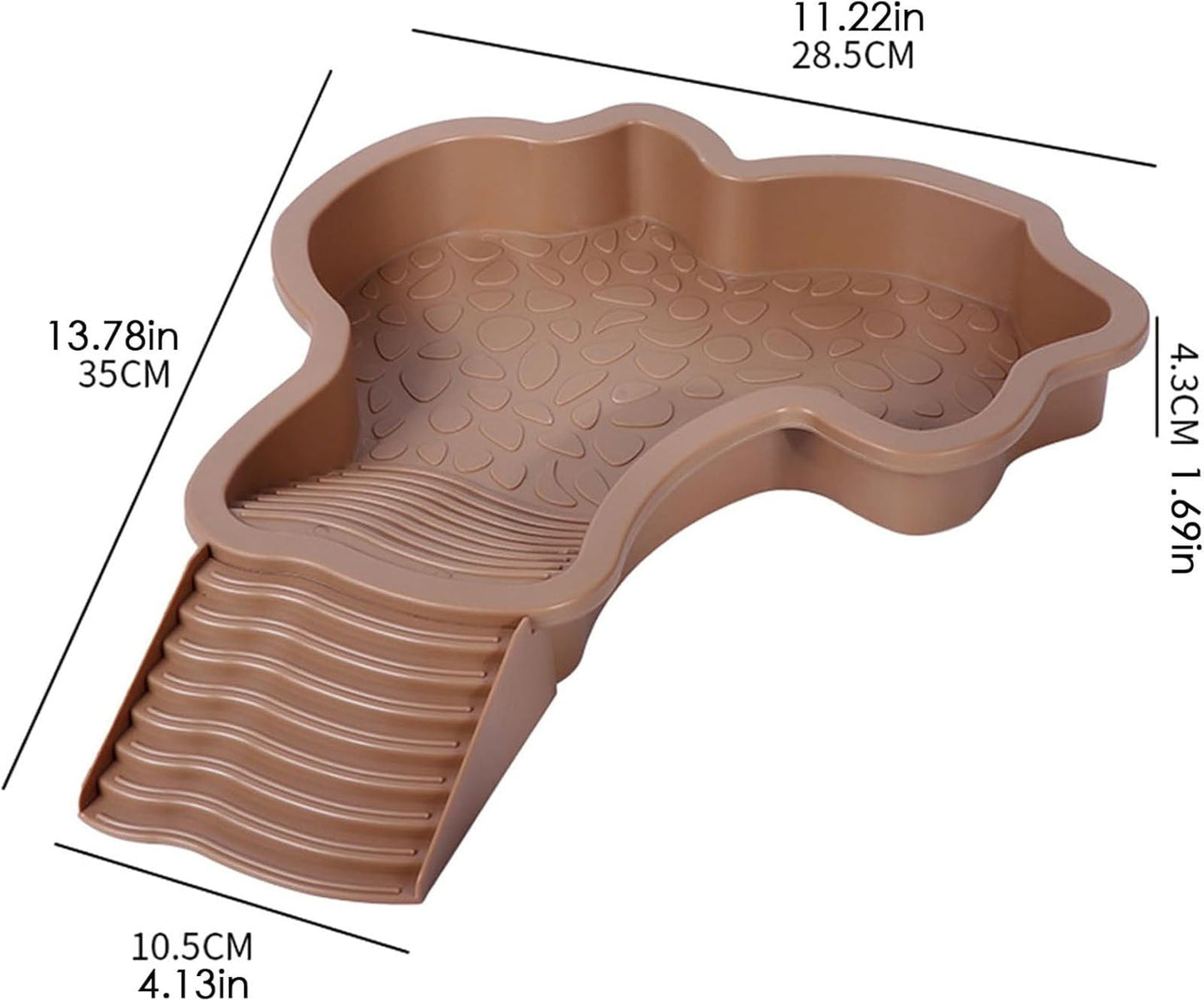 Tortoise Water Dish with Ramp and Basking Platform, Reptile Food Dish Turtle Water Bowl, Reptile Bathing Pool Amphibians Habitat Accessories for Lizard, Box Turtle, Horned Frog