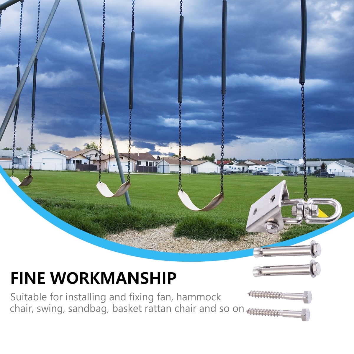 Toddmomy 360 Swivel Swing Hanger Heavy Duty Hammock Hanging Kit 1 Set Stainless Steel for General Users