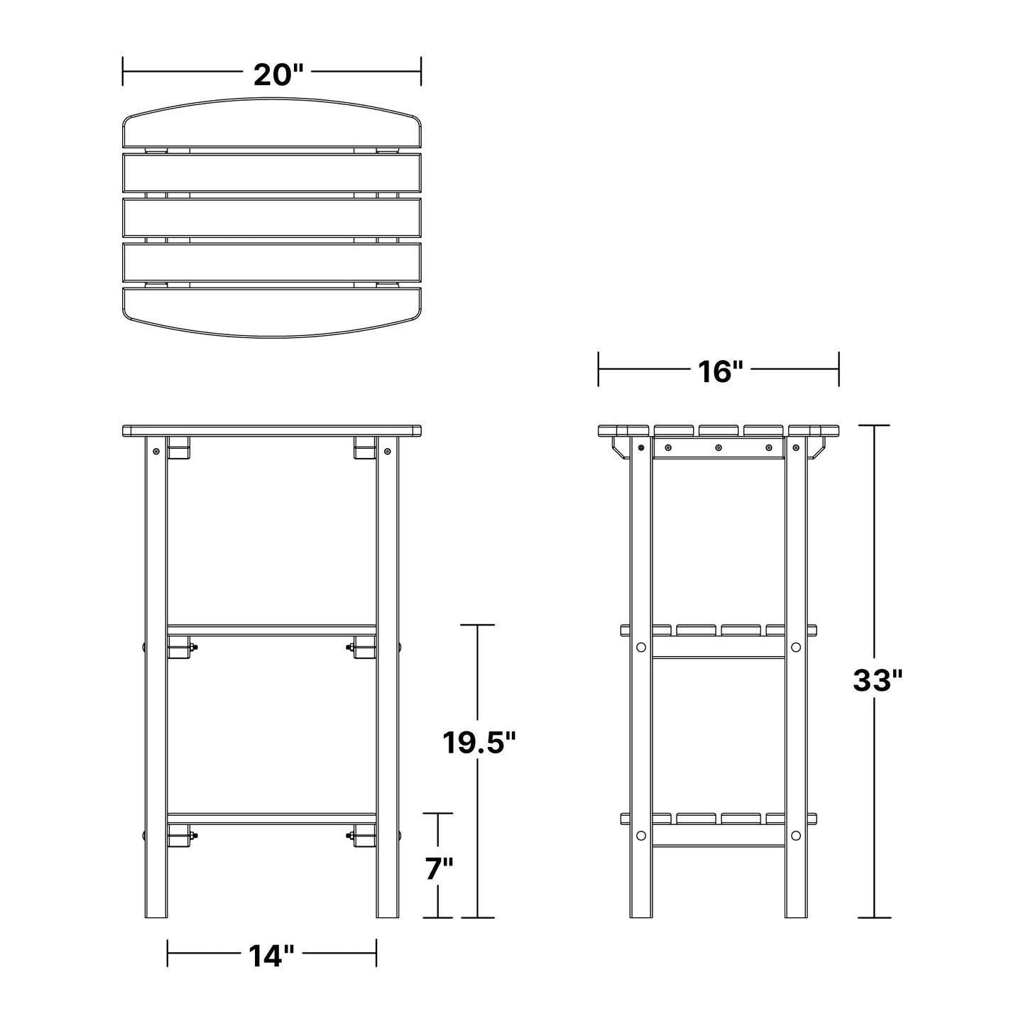 Wildridge Classic 3-Shelf Side Table, Aruba Blue - Outdoor Weather Resistant Recycled Plastic Furniture for Patio