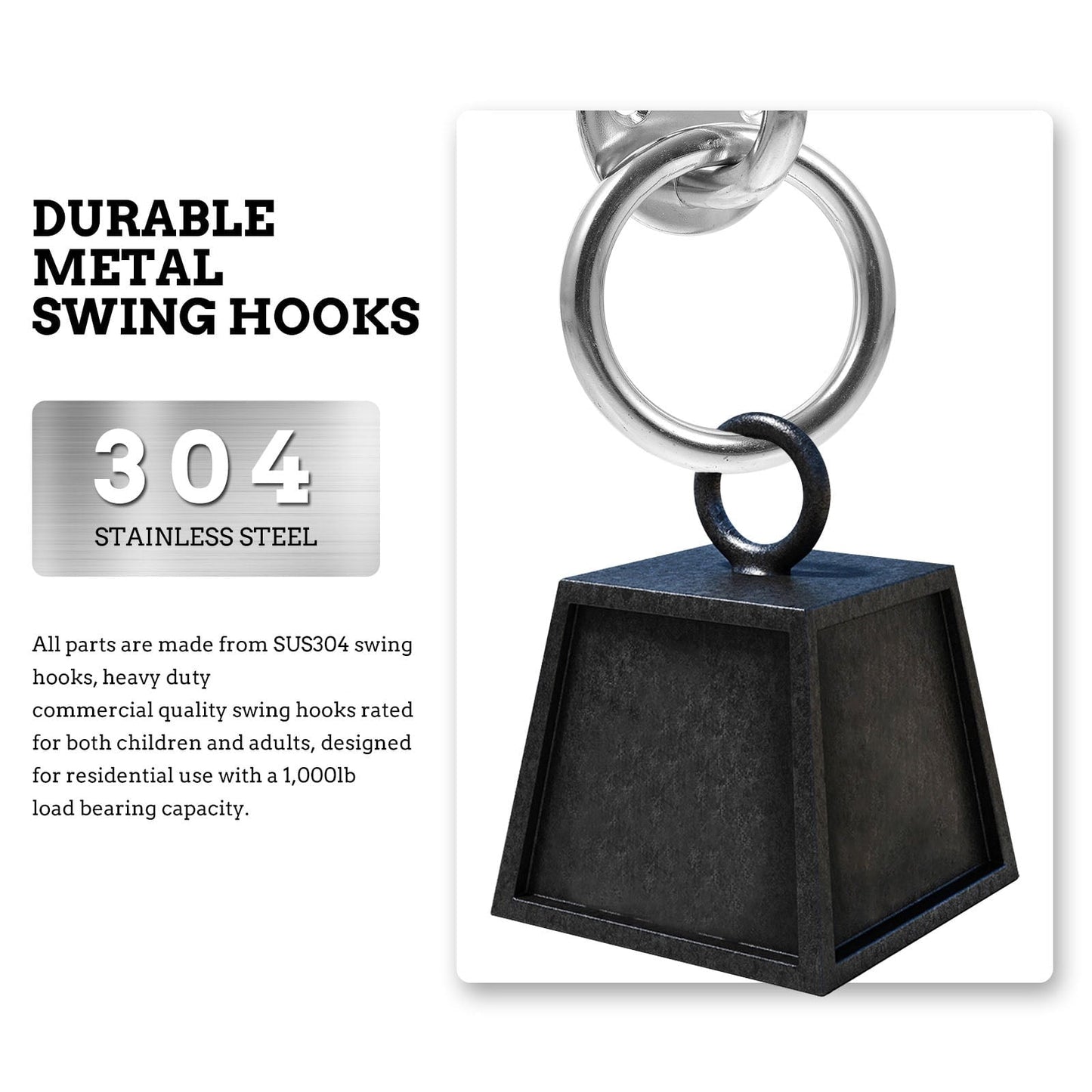 FUEENIRVA Round Pad Ring 2Pcs for Hammock Mount Part Heavy Duty Silver