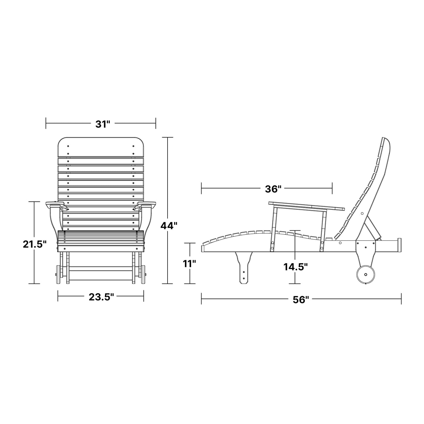 Wildridge Signature Chaise Lounge, Light Gray - Outdoor Weather Resistant Recycled Plastic Furniture for Patio