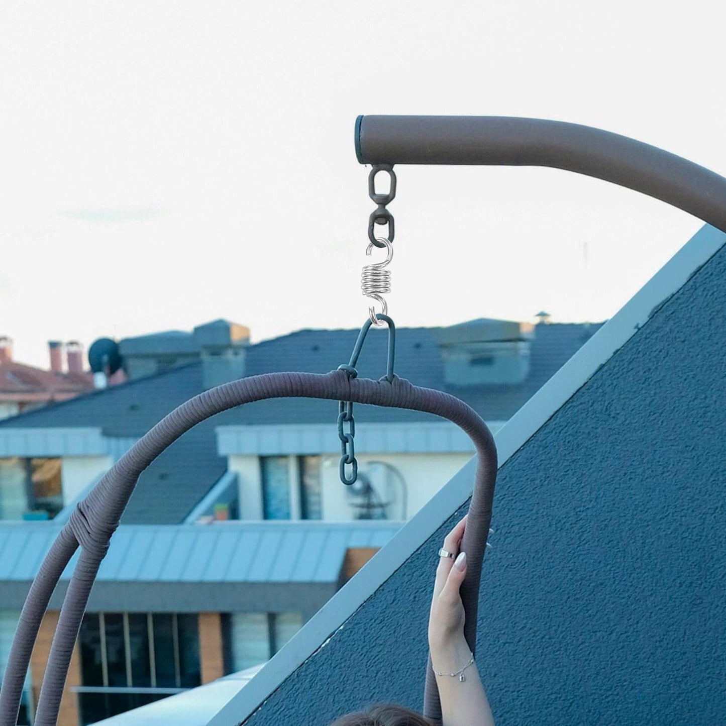 Hemobllo 2Pcs Porch Swing Hanging Kit Swing Spring Silver Heavy Duty For Indoor Relaxation