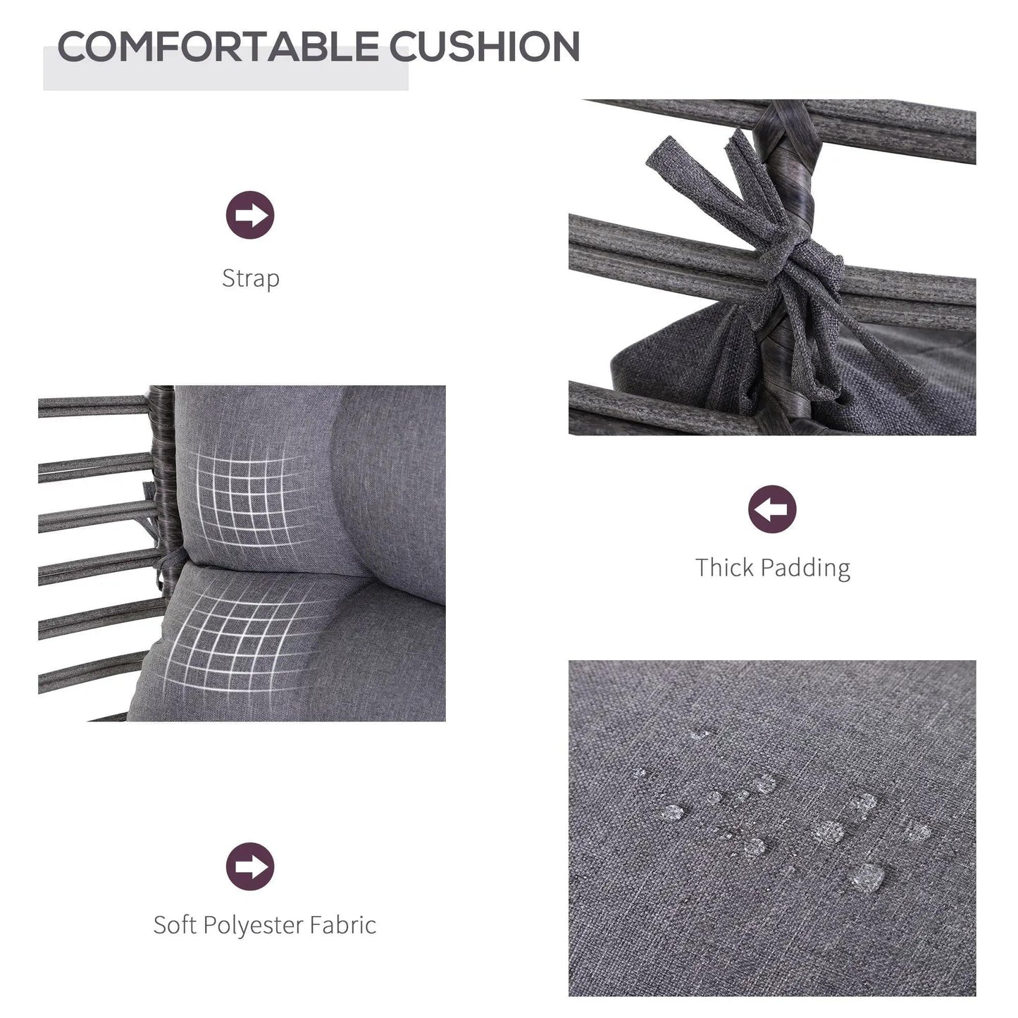 Resenkos Elevated Wicker Egg Chair With Soft Cushion, Teardrop Seat for Indoor/Outdoor Patio Use, Adjustable Height Plastic Rattan Furniture With Padded Feet, Gray