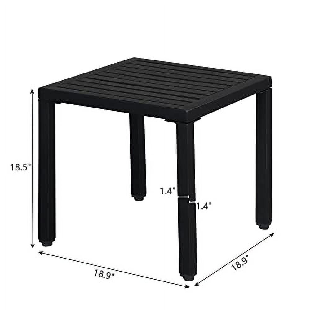 amopacorp Indoor Outdoor Small Metal Square Side End Table, Patio Coffee Bistro Table, Fashionable and Simple Wrought Iron Side Table, Black