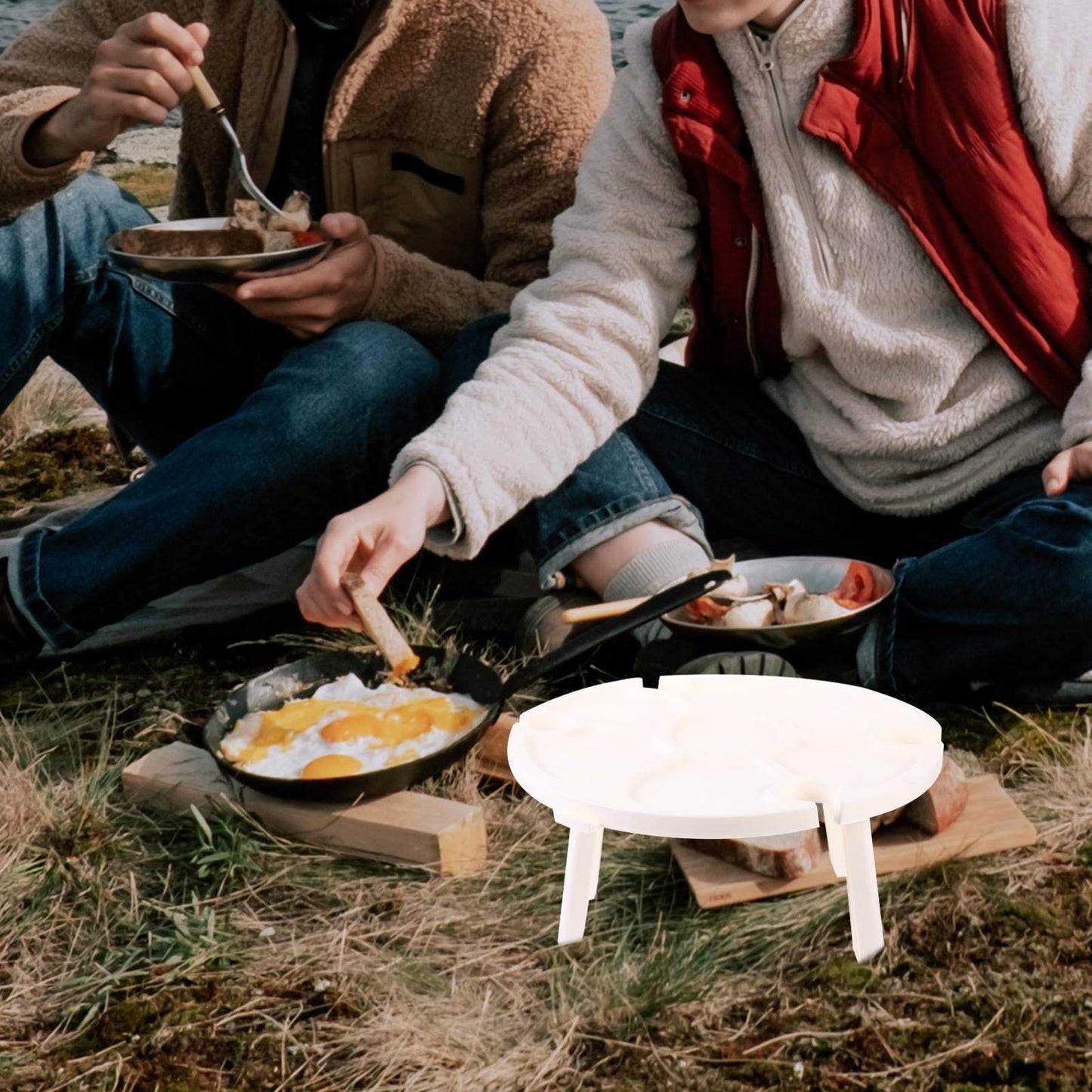Raindrops 1Set Compact Folding Table for Outdoor Use with Rectangular Shape White Plastic 11.8X11.8X11.8in