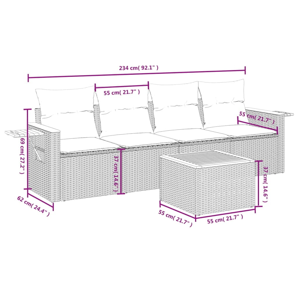 vidaXL Garden Sofa Set Grey