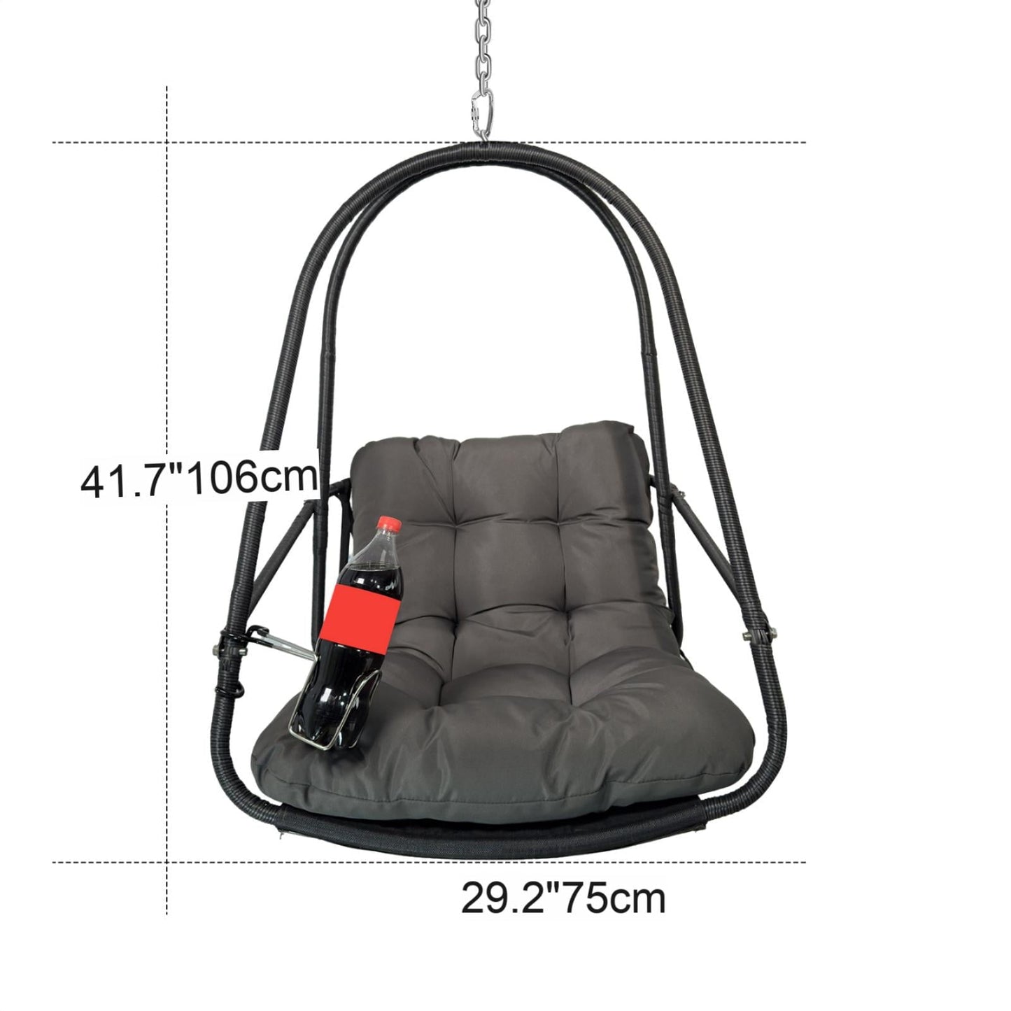 Patio Seating Swing Egg Chair with Stand Indoor Outdoor Wicker Rattan Patio Basket Hanging Chair with C Type bracket , with cushion and pillow,Patio Wicker folding Hanging Chair( Special construction