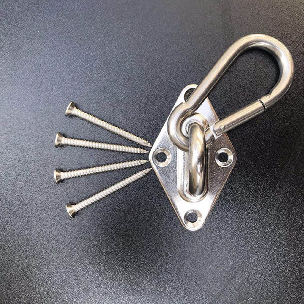 Xiying Stainless Steel Hammock Hanging Kit 2 Rhombus Pads & 2 Spring Snap Hooks Includes 8 Screws For Bracket Durable 304 Stainless Steel Pack Of 1 ,Multicolor 10X10X5Cm