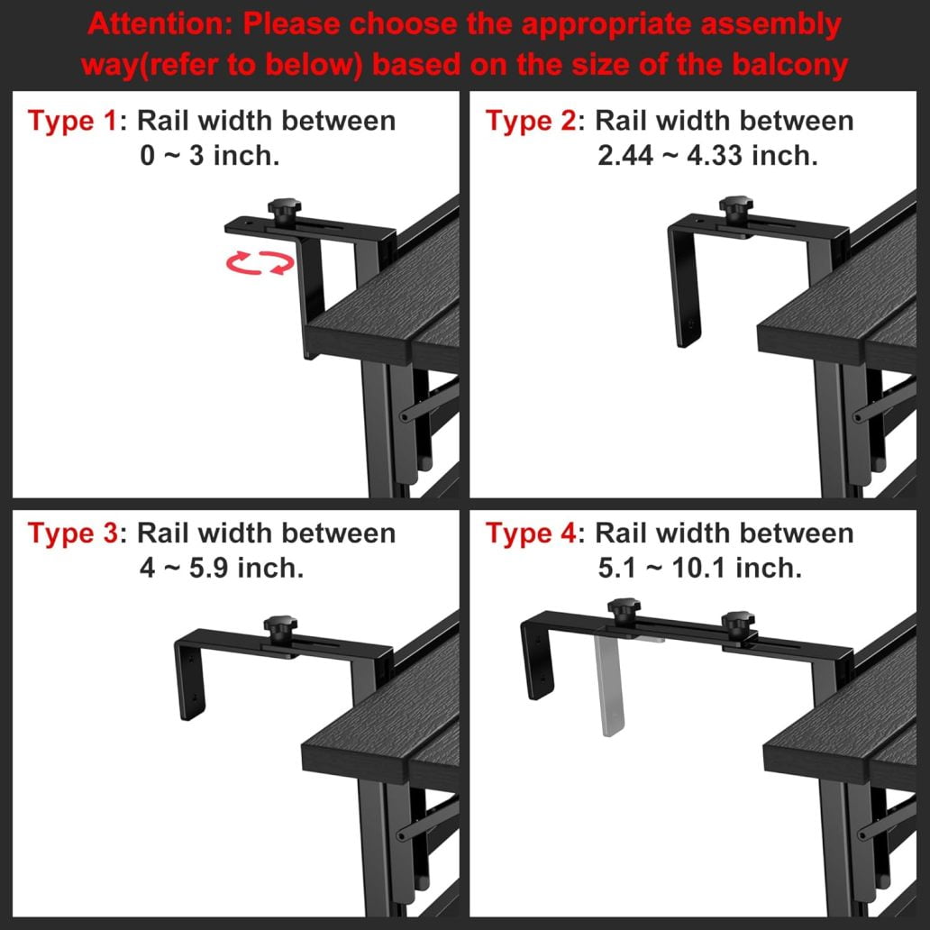 WMZP Upgraded Balcony Table Outdoor Patio Bar Table with Durable Composite Tabletop Aluminum Alloy Frame Hanging Folding Adjustable with Removable Ice Bucket, Easy Assembly (10Mins),43.5" L