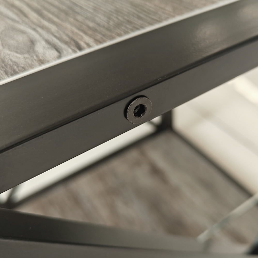 JHSLAJ 1 piece Modern End Table Nightstand for Bedroom & Living Room, Tempered Glass& Rustic Wood Grain MDF, Industrial Style Side Table