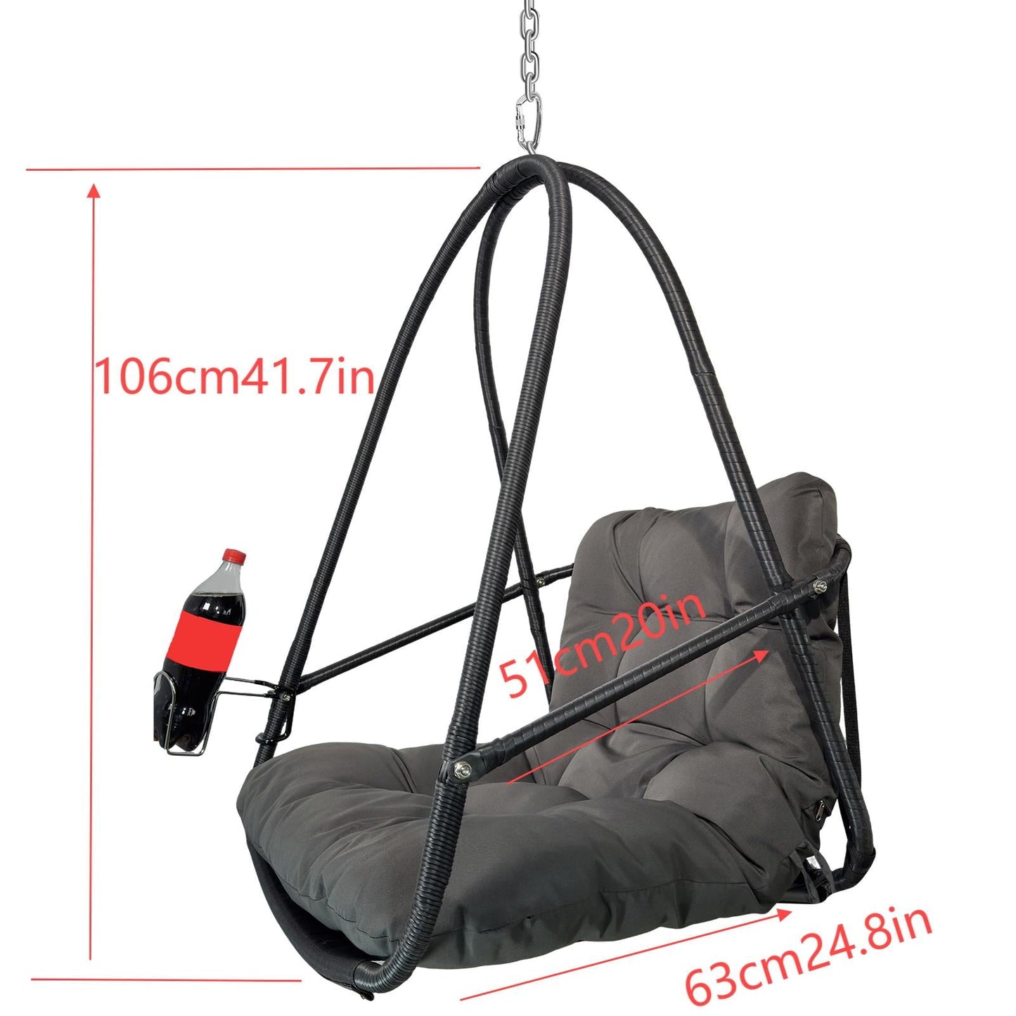 Patio Seating Swing Egg Chair with Stand Indoor Outdoor Wicker Rattan Patio Basket Hanging Chair with C Type bracket , with cushion and pillow,Patio Wicker folding Hanging Chair( Special construction