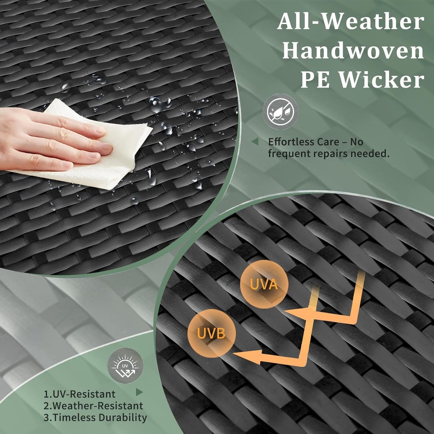 GaoJ Outdoor Side Table, Rattan Coffee Table with Storage 27 Gallon Patio Small Deck Storage Box for Cushion Towel Books, Brown Side Table with lid，Black