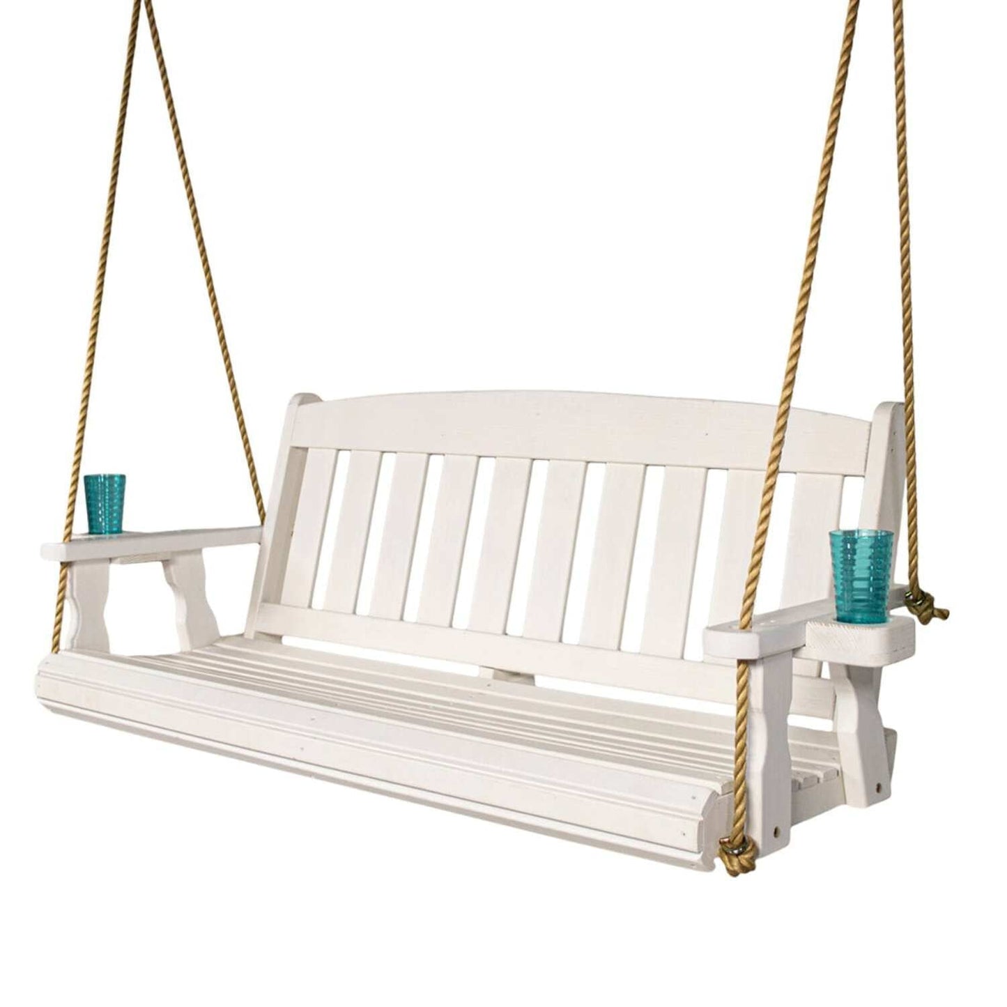 Amish Casual Heavy Duty 800 Lb Mission Treated Porch Swing with Hanging Chains (5 Foot, Semi-Solid White Stain)