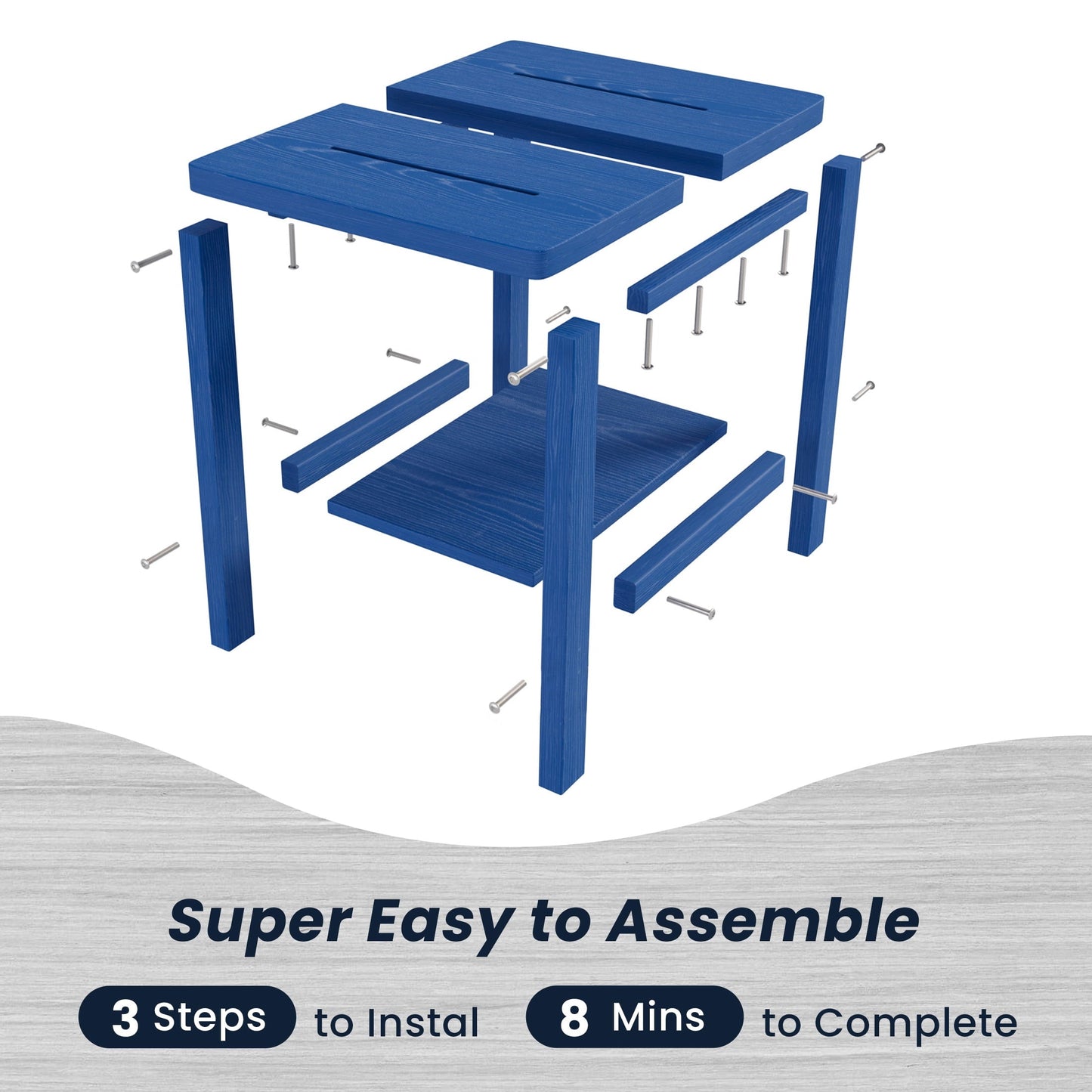 AreShark 2-Tier Outside Adirondack Side Table, Weather Resistant Square Outdoor Side Tables, Outdoor End Table for Backyard Pool Indoor Companion Front Porch, Navy
