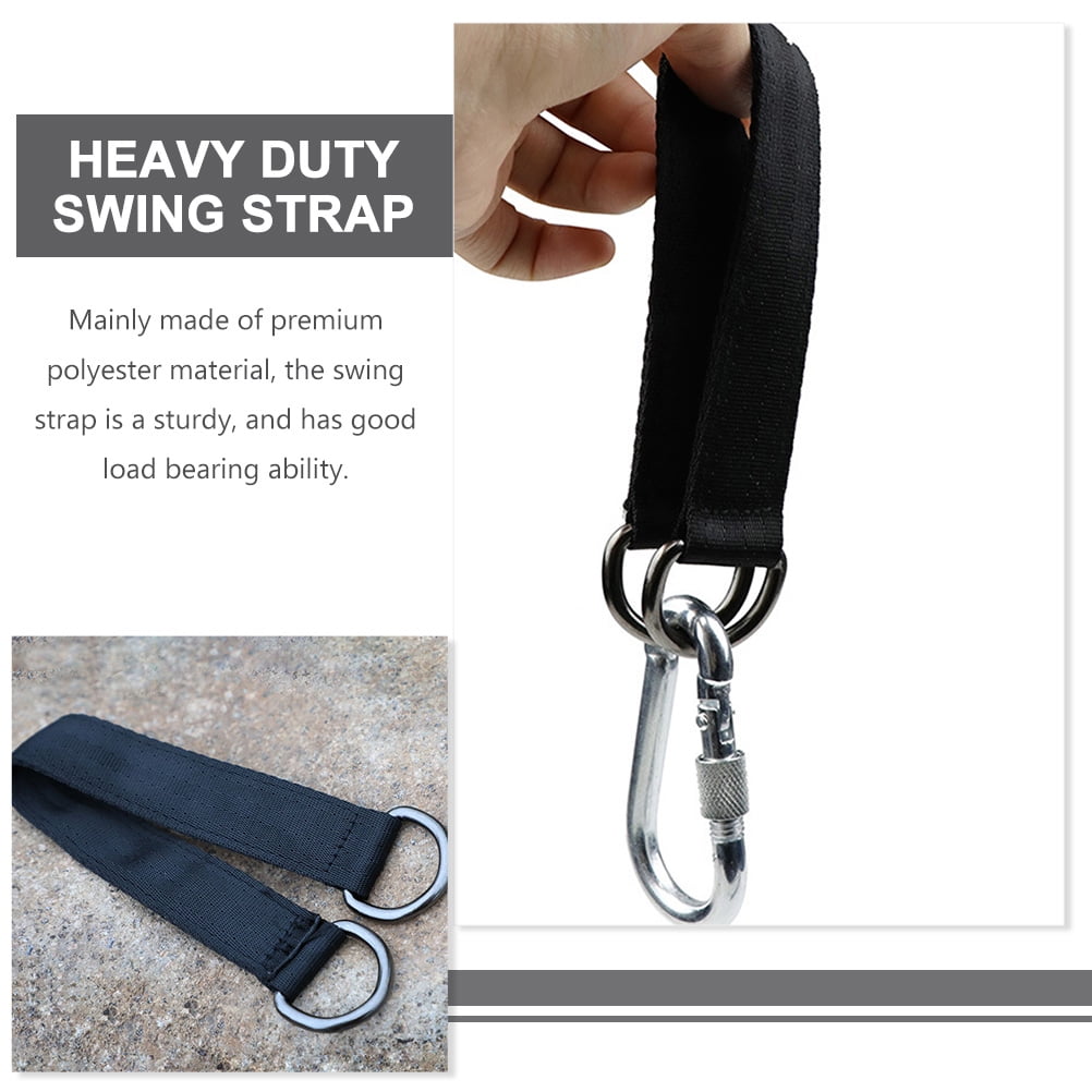 RENACLIPY 6Pcs Black Tree Swings Straps for Outdoor Picnic Camping with Stainless Steel and Polyester 11.2X1X0.2In