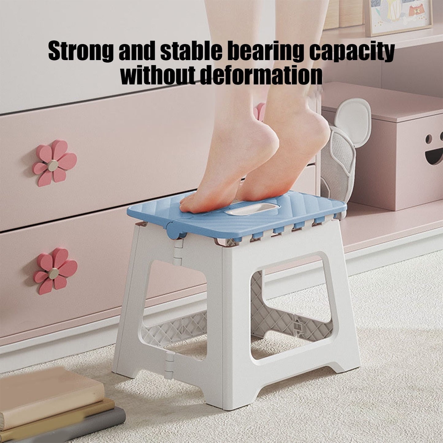 Lilixerw Portable Folding Stool,Mini Foldable Chair for Adults,Outdoor Footstool for Picnic Hiking Fishing,Blue