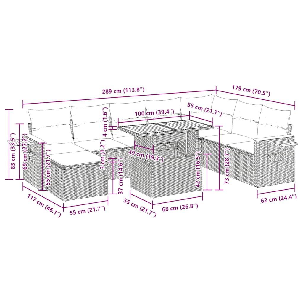 vidaXL Garden Sofa Set Black