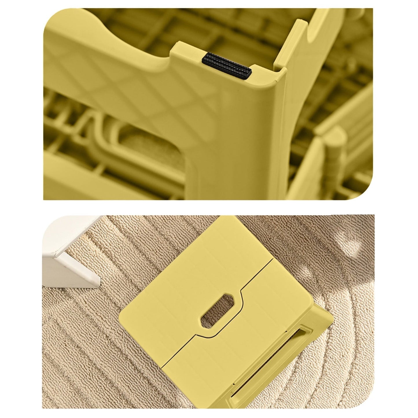 WKSCLPAI Fashion Cream Style Folding Stool, Portable Non-Slip Plastic Step Stool with Handle, Lightweight and Durable Space Saving Small Stool for Home Office Outdoor Activities, Yellow