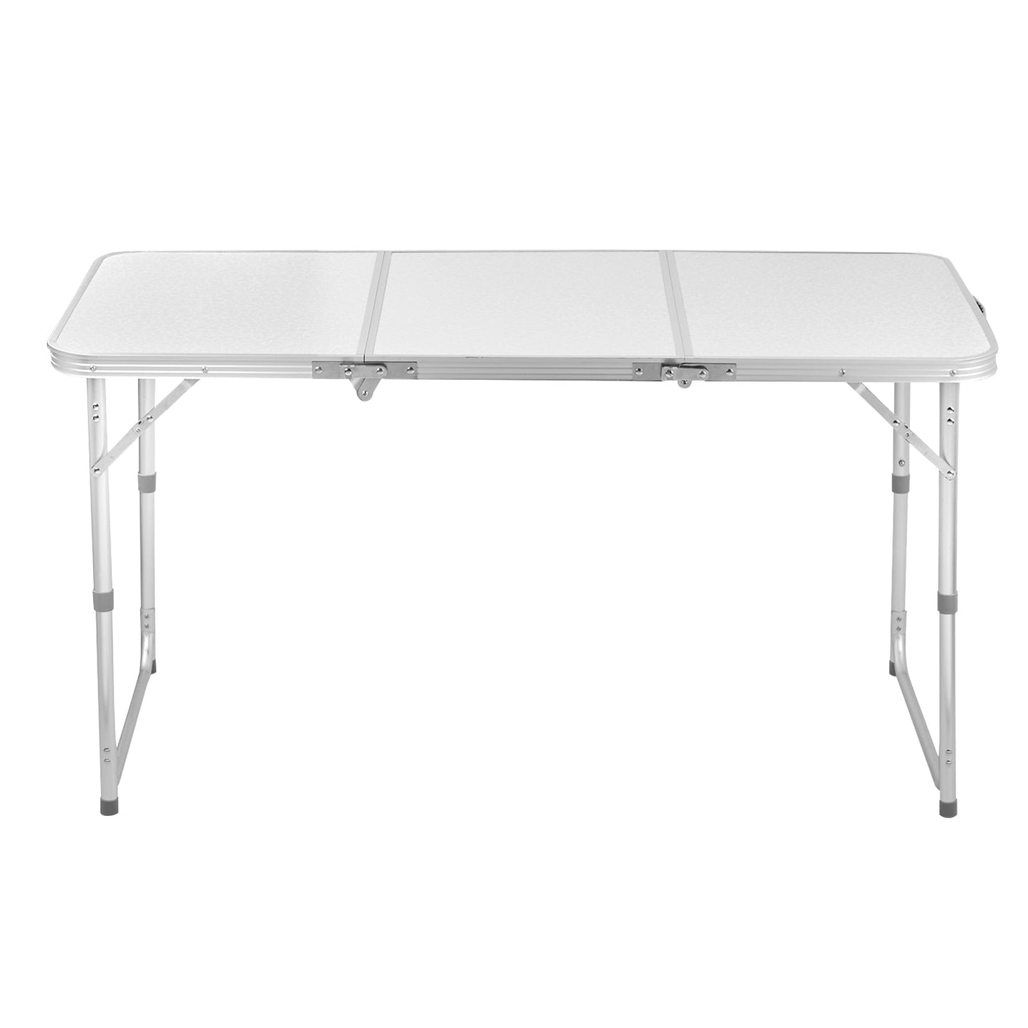 4ft Camping Folding Table, Portable Picnic Table with Adjustable Height, 3 Fold Lightweight Outdoor Aluminum Table for Indoor Travel Beach and Party