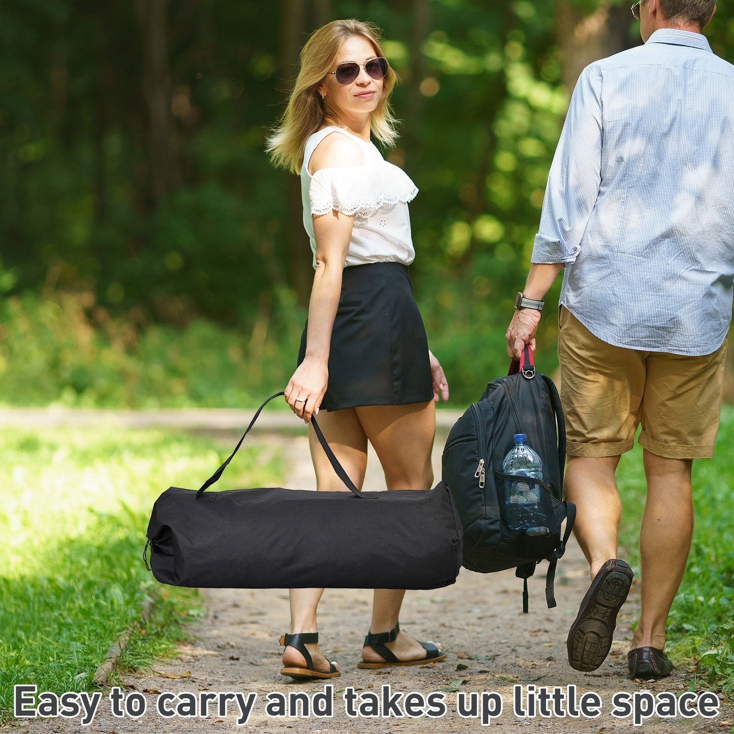 Ainfox Outdoor Hammock Camping Chair with Footrest, Foldable Portable Rocking Chairs for Adults Outside Swinging Camp with Cup Holder Pillow,Blue