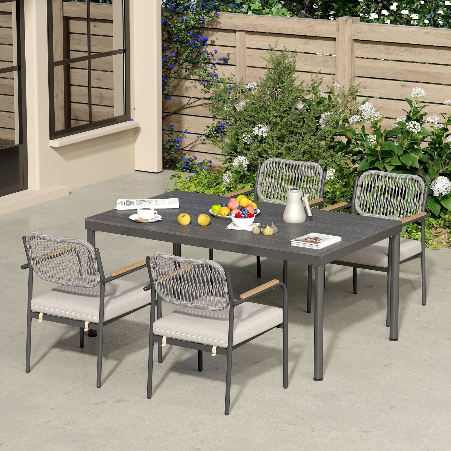 Patio Dining Chairs Set of 4, Wicker Outdoor Chairs for All Weather, Rattan Dining Chairs with Removable Cushions for Deck, Garden or Indoor Use, Beige