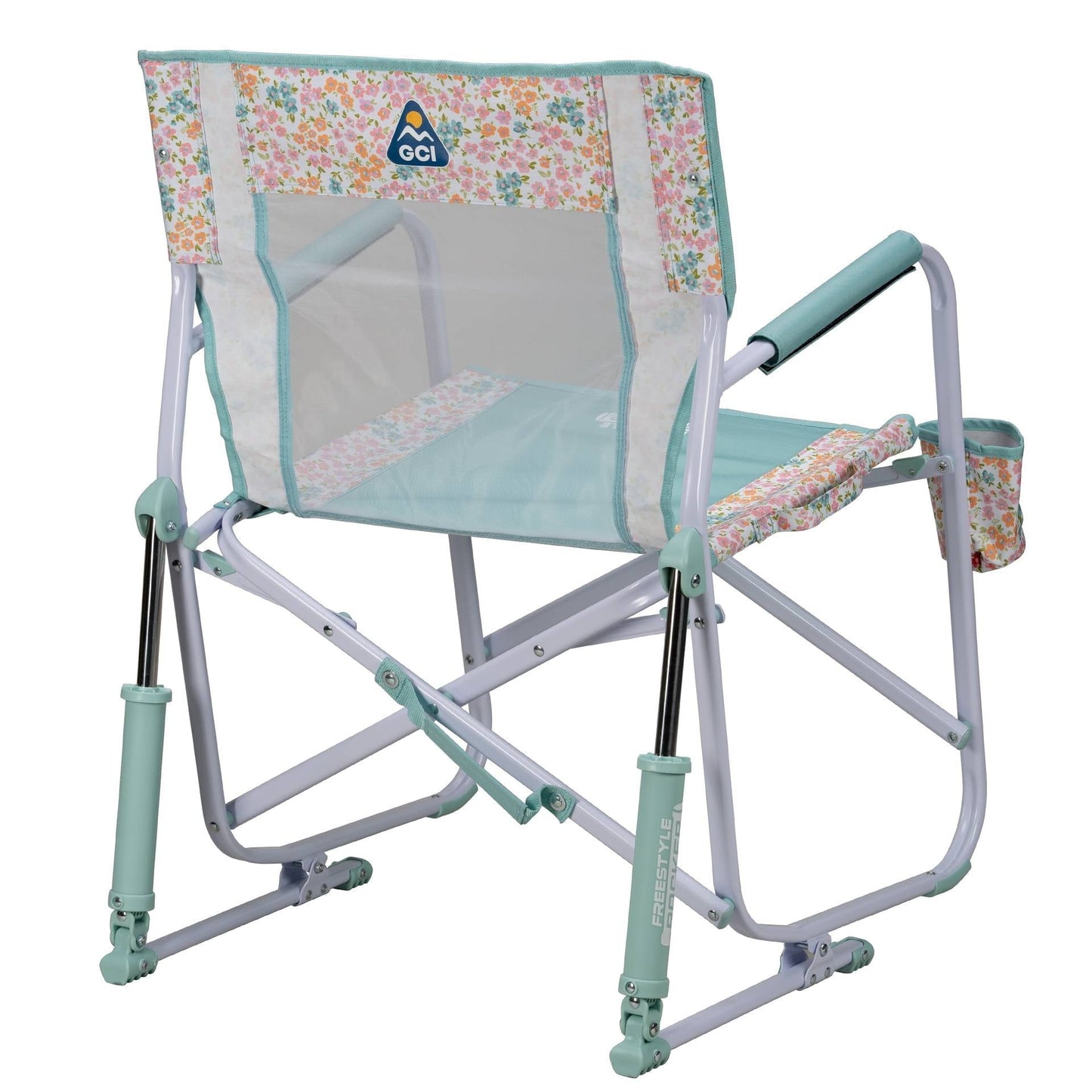 GCI Outdoor Freestyle Rocker Foldable Rocking Camp Chair, Teal Sundress