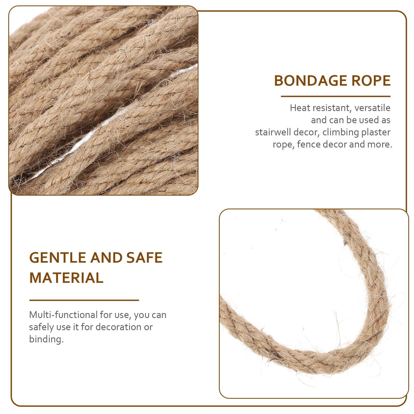 KAJNBN 1 Bundle Natural Jute Rope for Swing Bed in Brown 11.8X0.3X0.3in
