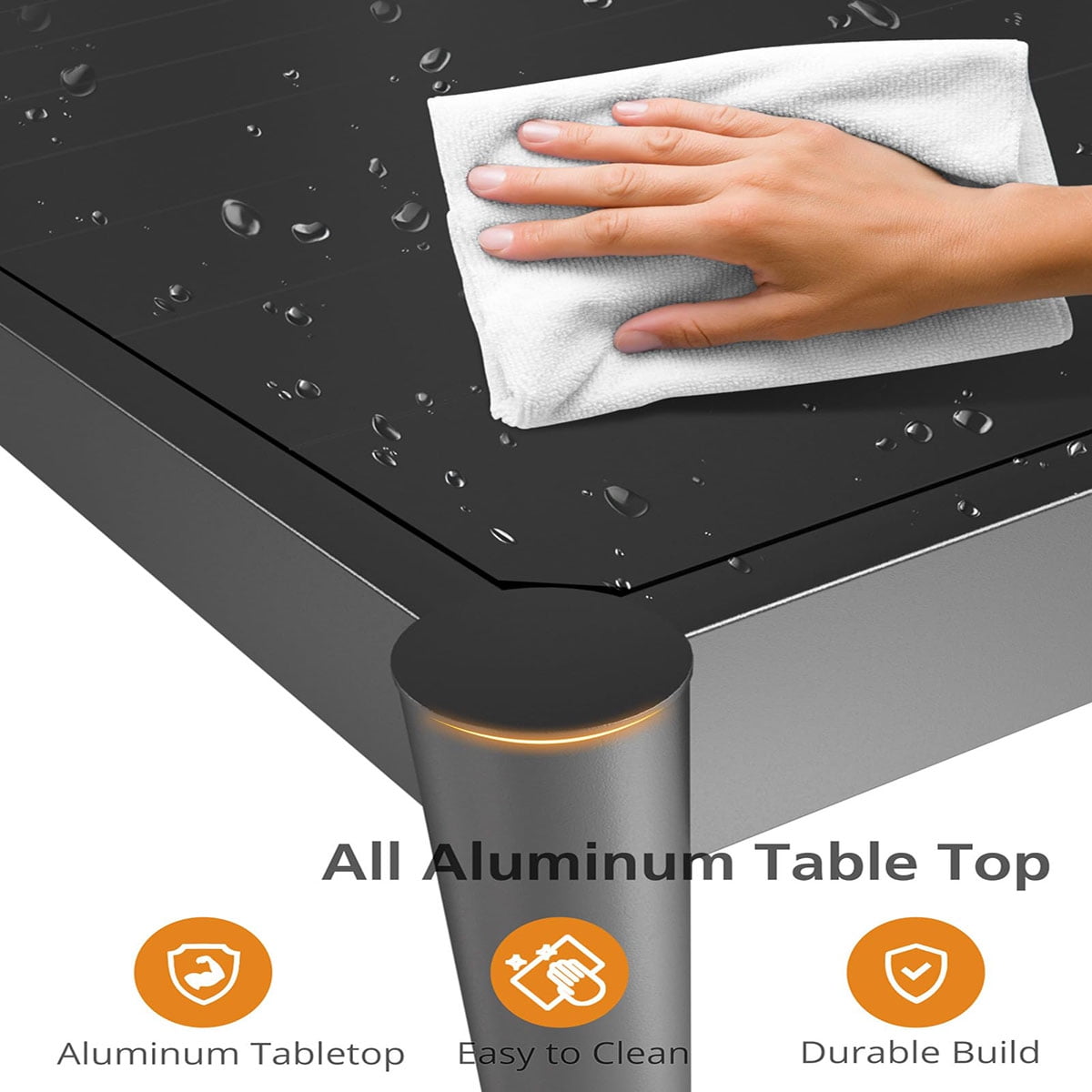 Soonbuy Aluminum Patio Dining Table for 4-8 Person, 74" x 36" Rectangle Outdoor Dining Table with Aluminum Tabletop and Metal Frame for Deck Garden Lawn Backyard,table only