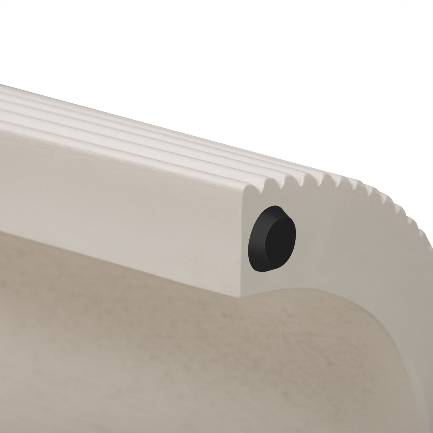 TREXM Entryway Table with Fluted Design, Modern Console Table with Storage, Oval Top and 2 Drawers for Entryway and Living Room (Champagne White)