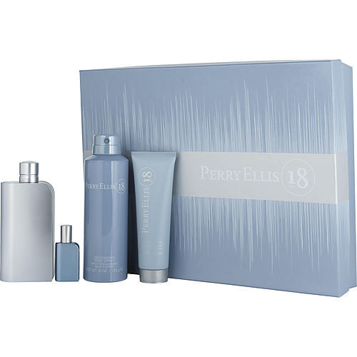 PERRY ELLIS 18 by Perry Ellis EDT SPRAY 3.4 OZ & HAIR & BODY WASH 3 OZ & BODY SPRAY 6.0 OZ & EDT SPRAY 0.25 OZ MINI(D0102HXZF4J.