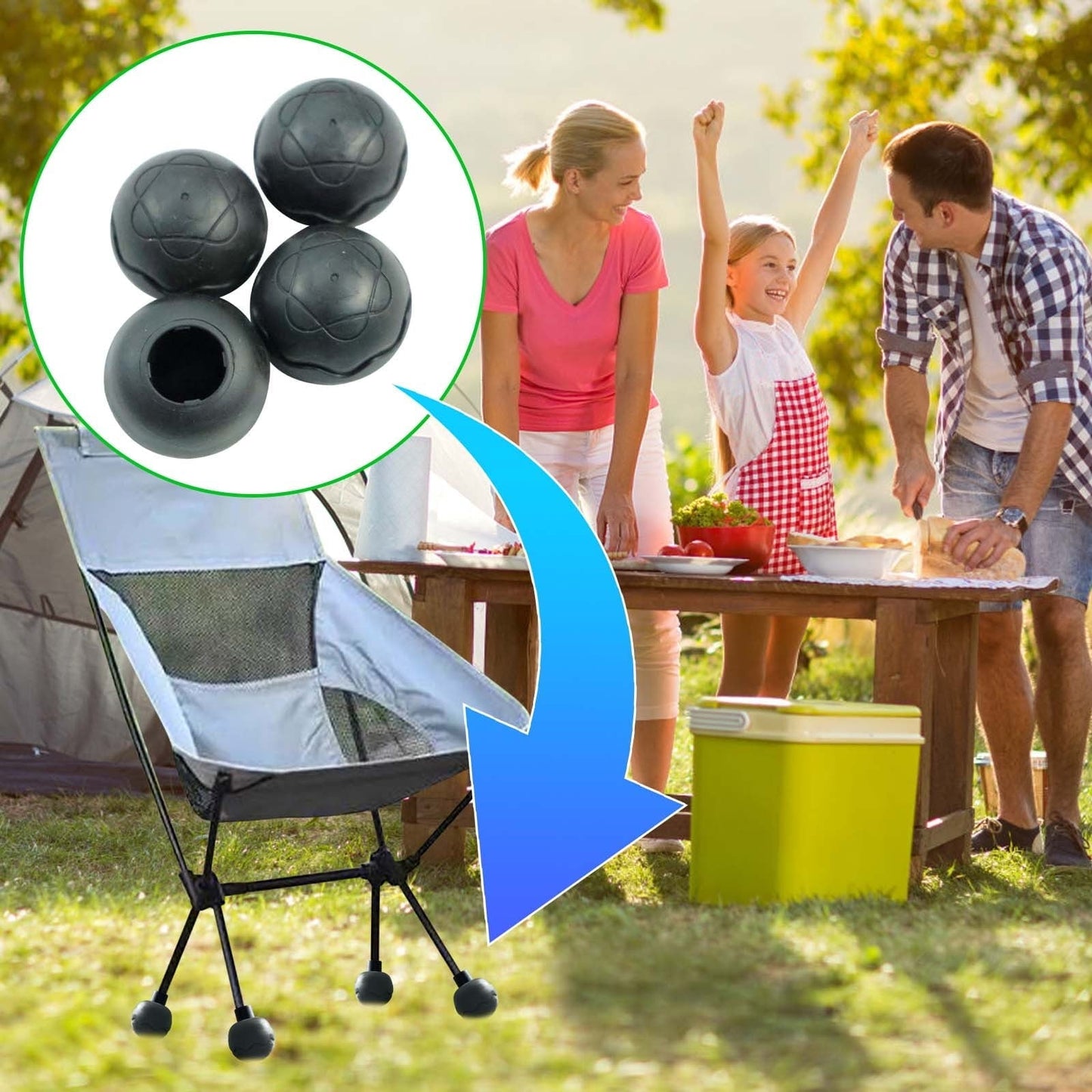 VANLOFE 4Pcs Anti-Slip Camping Chair Feet Pads, Non-Sink Folding Chair Accessories for Outdoor, Grass, Sand – Lightweight, Universal Fit, Durable Plastic