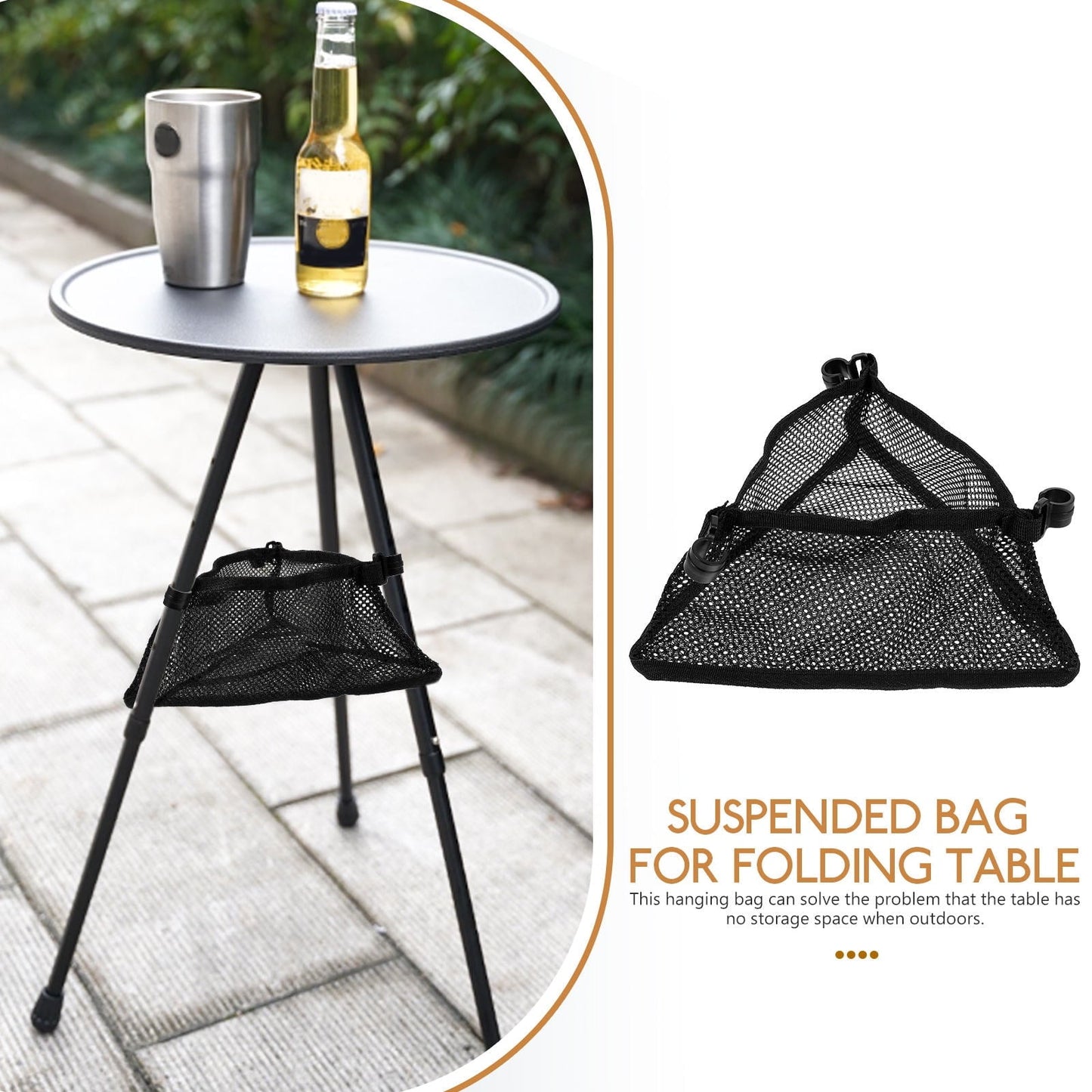 RENACLIPY Under the Table Mesh Pouch with Foldable Design for Picnic 1Set