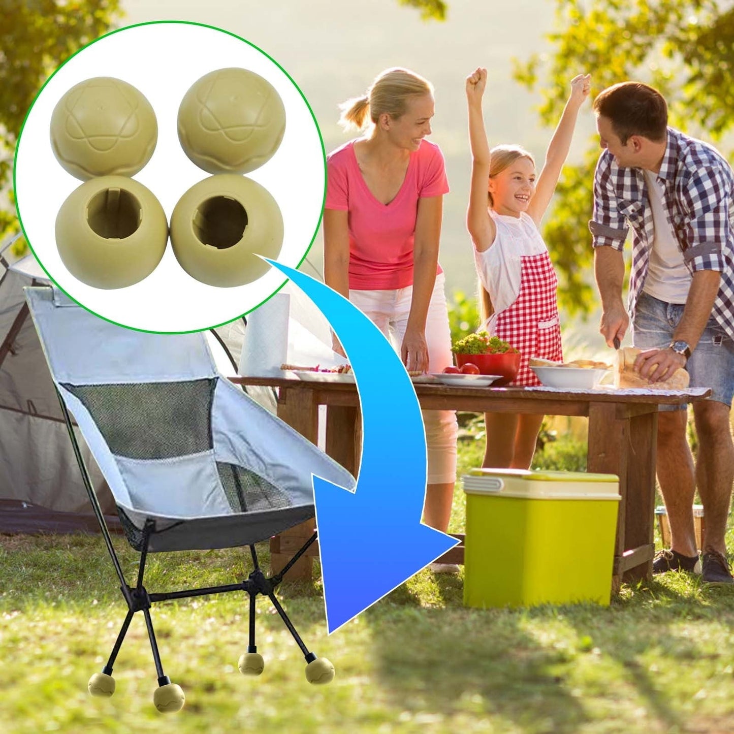 VANLOFE 4Pcs Anti-Slip Camping Chair Feet Pads, Non-Sink Folding Chair Accessories for Outdoor, Grass, Sand – Lightweight, Universal Fit, Durable Plastic