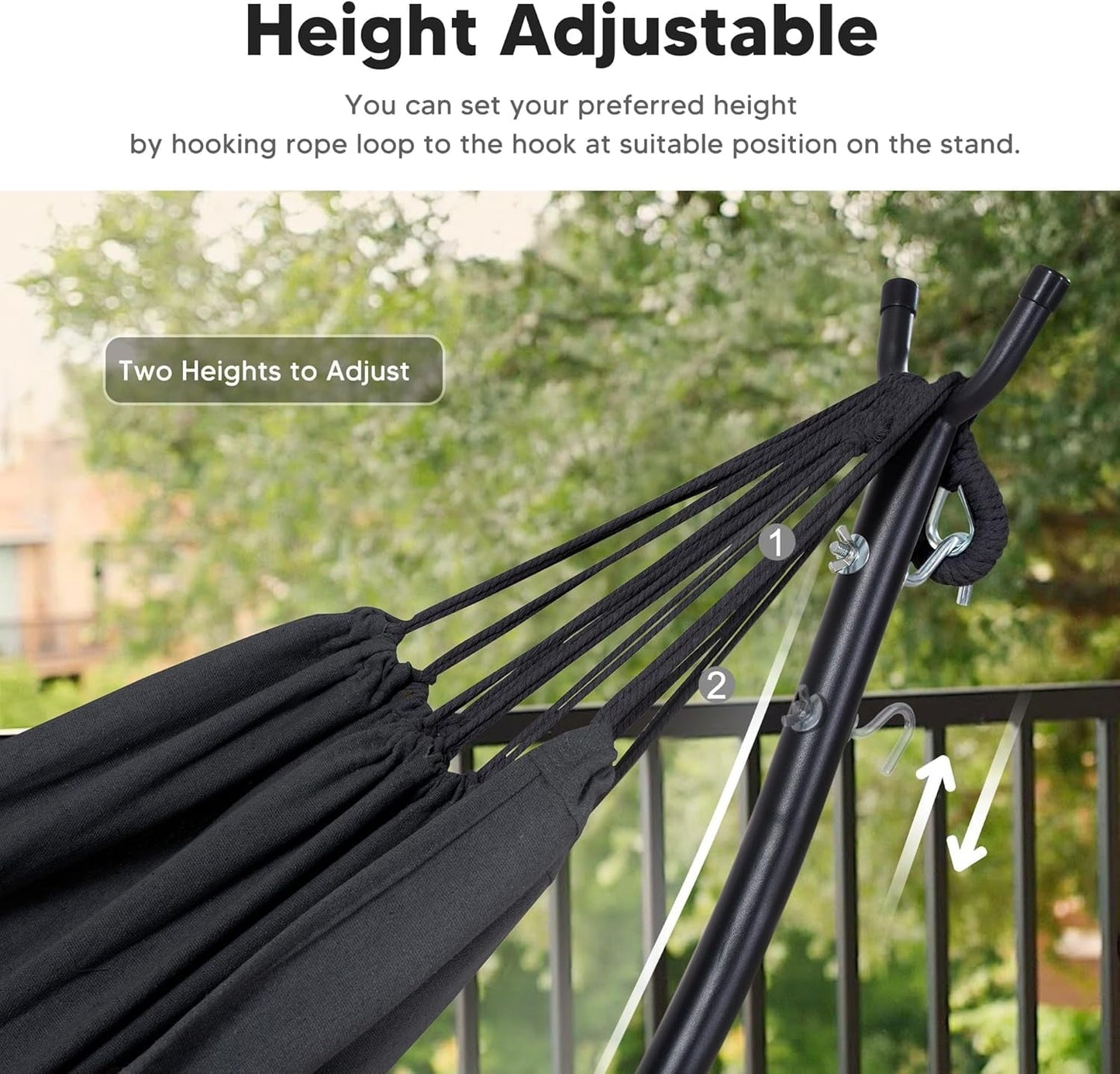 SUNCREAT Hammocks Standing Patio Hammock, Portable Hammock with Stand Foldable, Dark Gray