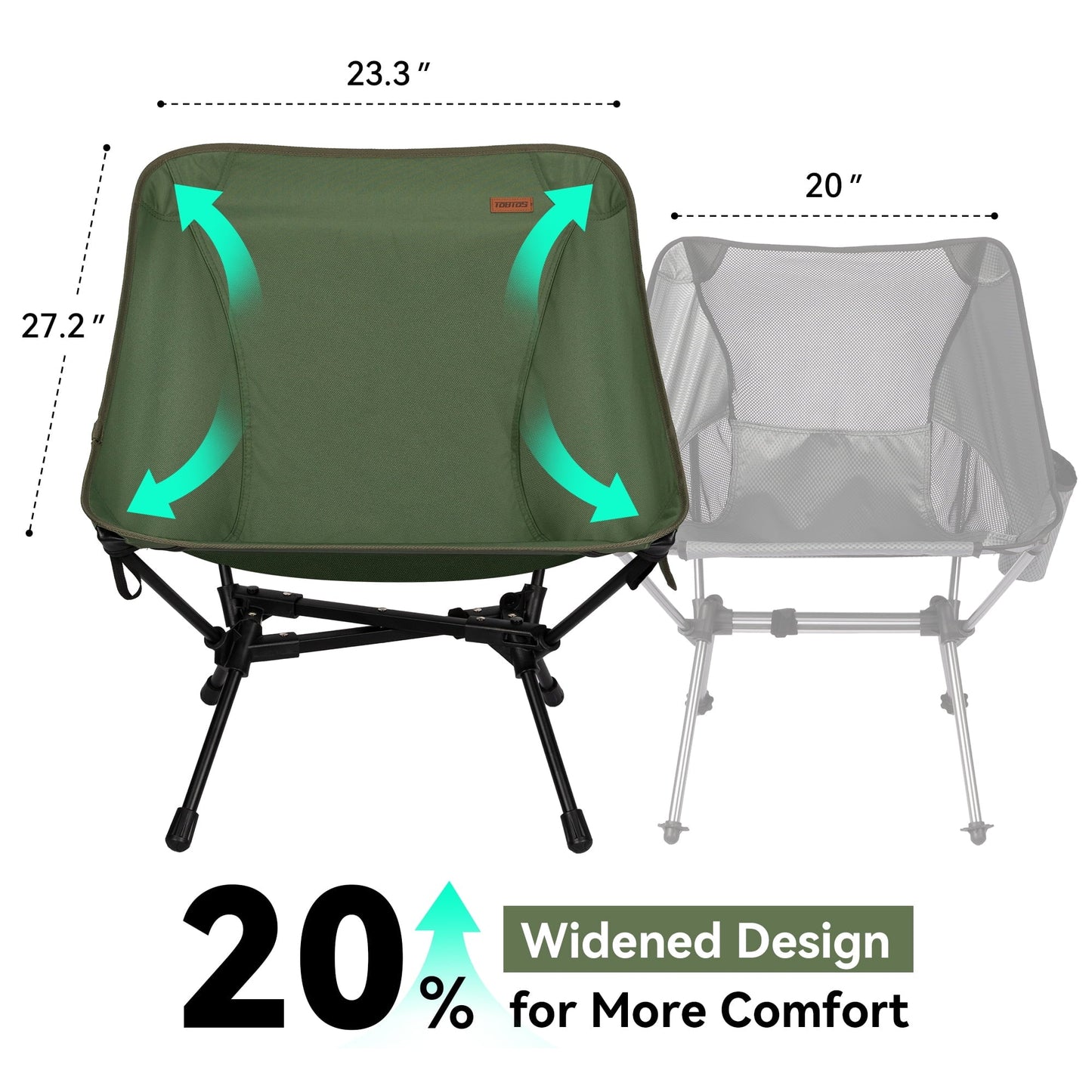 TOBTOS Ultralight Folding Camping Chair with Carry Bag, Portable for Outdoor, Backpacking, Hiking & Beach (Green)