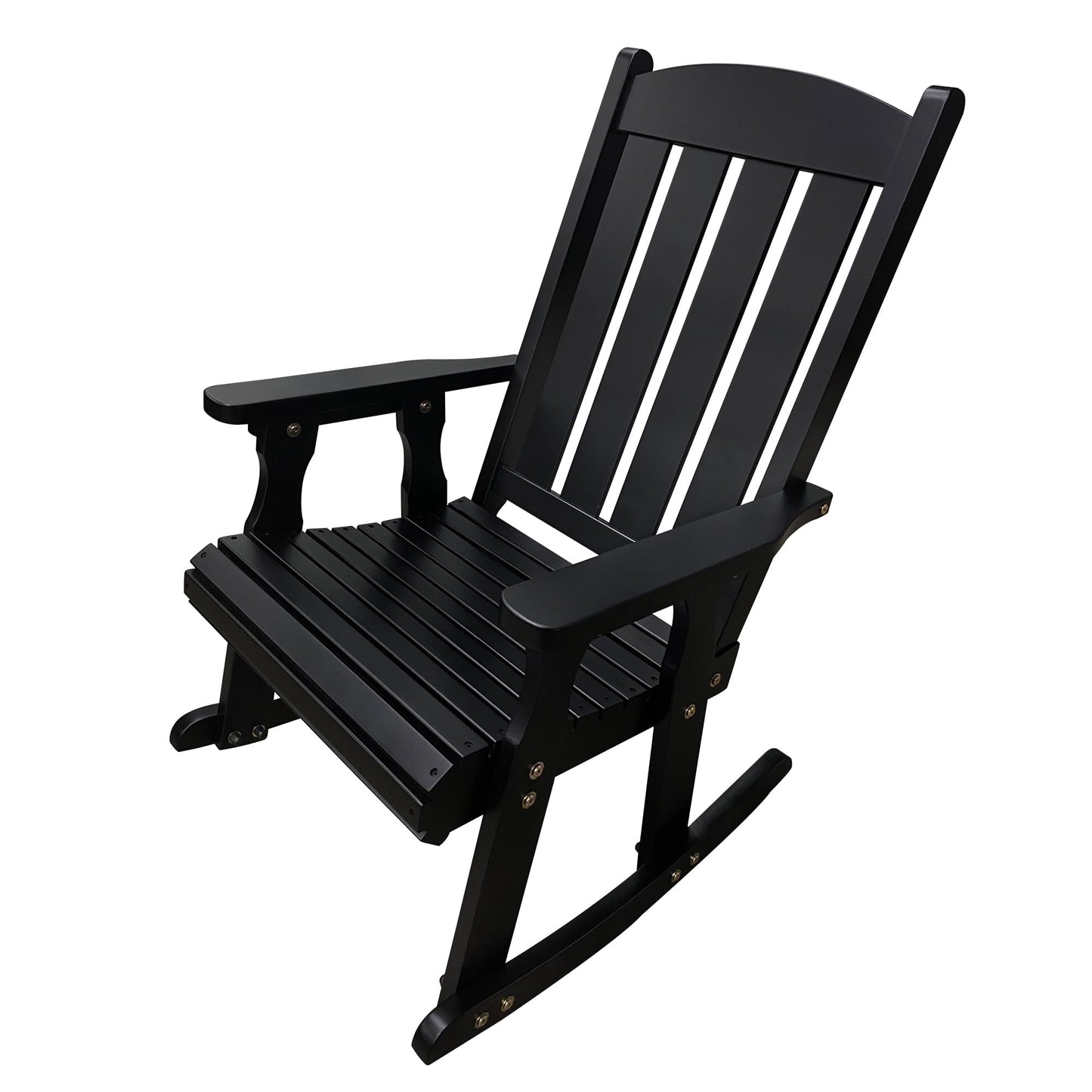 Innovaze Wooden Patio Rocking Chair, Solid Fir Wood, Heavy Duty 600LBS, for Outdoor or Indoor, Black