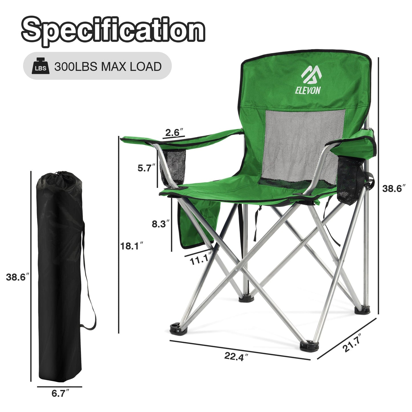 BalanceFrom Folding Camp Chair，Portable Outdoor Chair，with Cup Holder & Carrying Bag，for Camping, Beach, Fishing, and Sports Events
