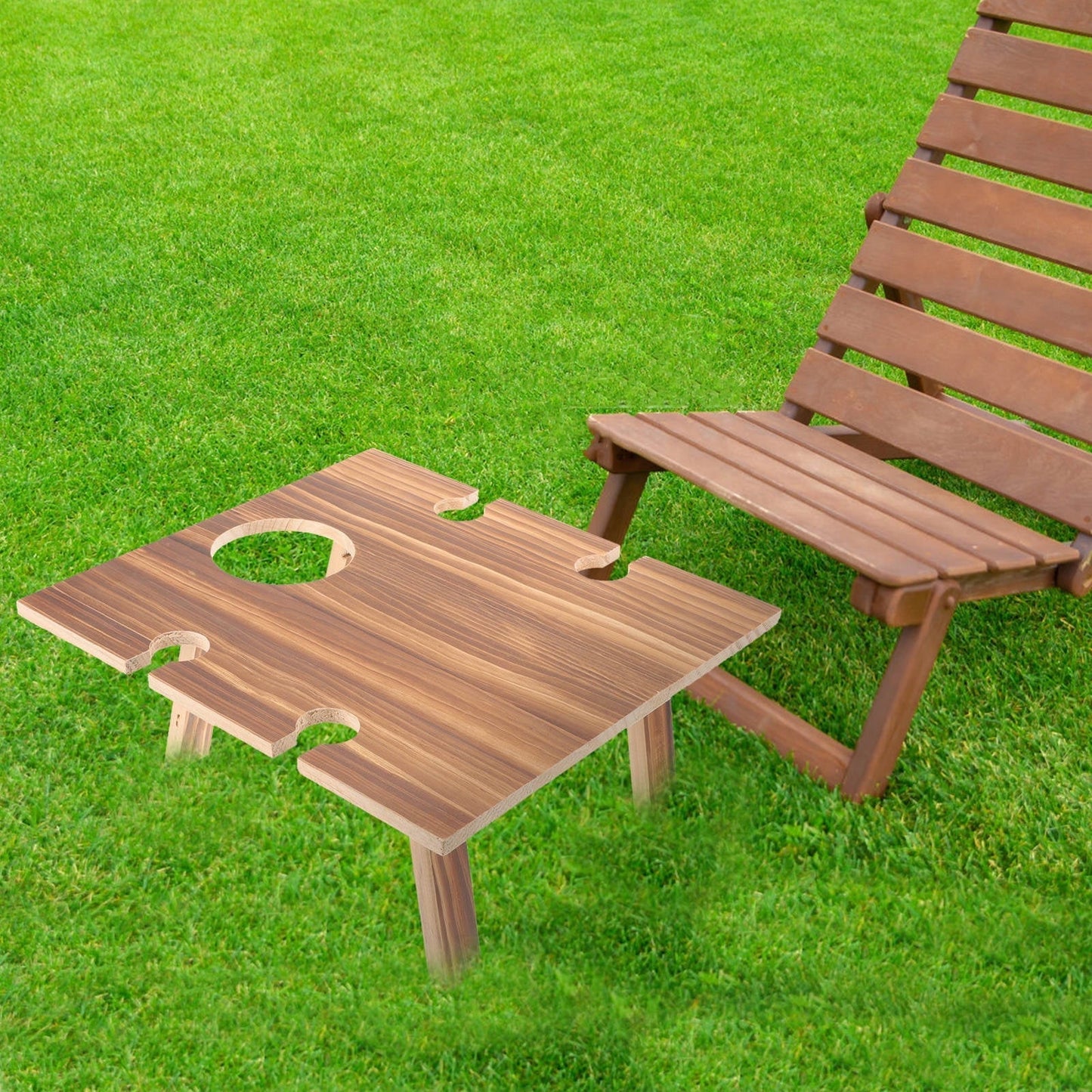 Raindrops 1Pcs Coffee Wood Folding Picnic Table for Outdoor Use at Beach and Park 30X28CM
